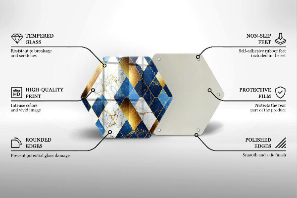 Glas Ceranfeldabdeckung Spritzschutz Goldene Marmorrauten