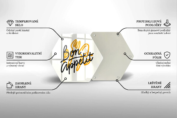 Glas Ceranfeldabdeckung Spritzschutz Inschrift Bon appetit