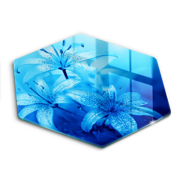 Glas Ceranfeldabdeckung Spritzschutz Blaue Blumen