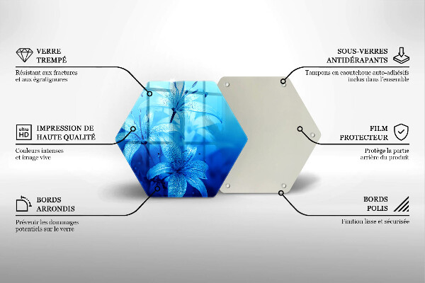 Glas Ceranfeldabdeckung Spritzschutz Blaue Blumen