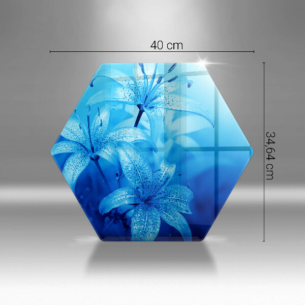 Glas Ceranfeldabdeckung Spritzschutz Blaue Blumen