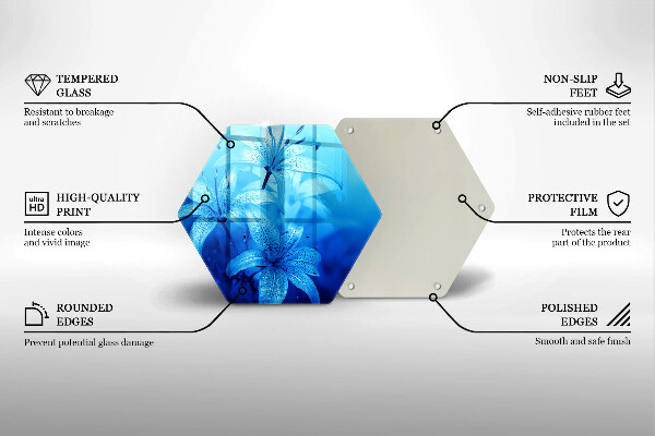 Glas Ceranfeldabdeckung Spritzschutz Blaue Blumen