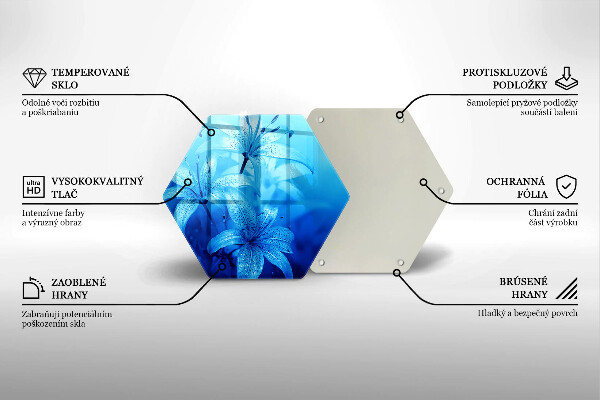 Glas Ceranfeldabdeckung Spritzschutz Blaue Blumen