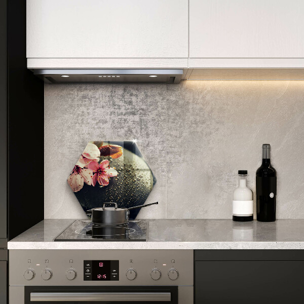 Glas Ceranfeldabdeckung Spritzschutz Blumen Zen-Steine