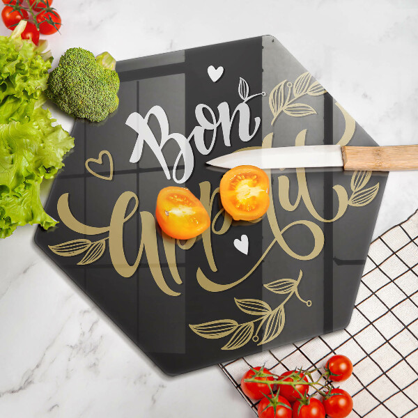 Glas Ceranfeldabdeckung Spritzschutz Inschrift Bon appetit