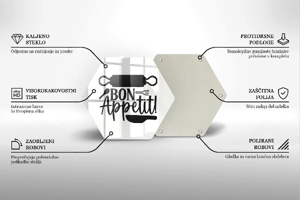 Glas Ceranfeldabdeckung Spritzschutz Inschrift Bon appetit