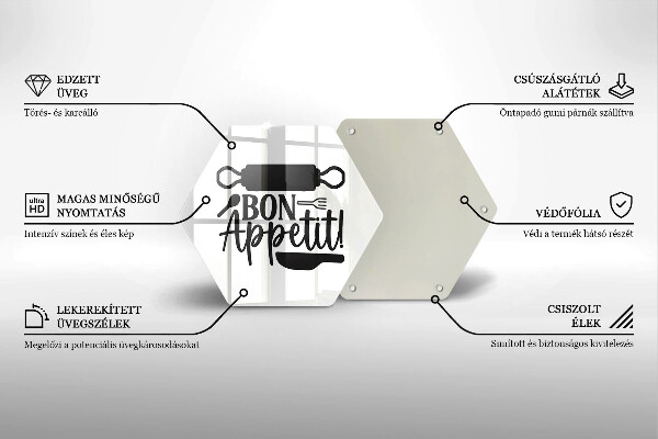 Glas Ceranfeldabdeckung Spritzschutz Inschrift Bon appetit