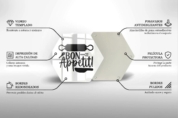 Glas Ceranfeldabdeckung Spritzschutz Inschrift Bon appetit