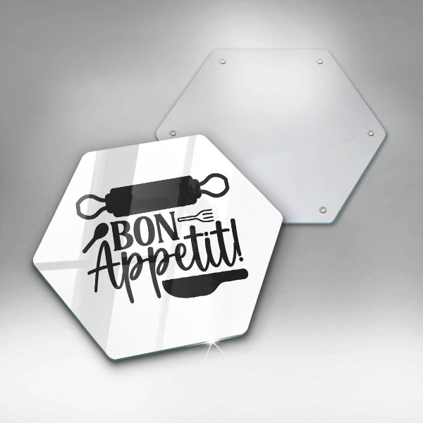 Glas Ceranfeldabdeckung Spritzschutz Inschrift Bon appetit