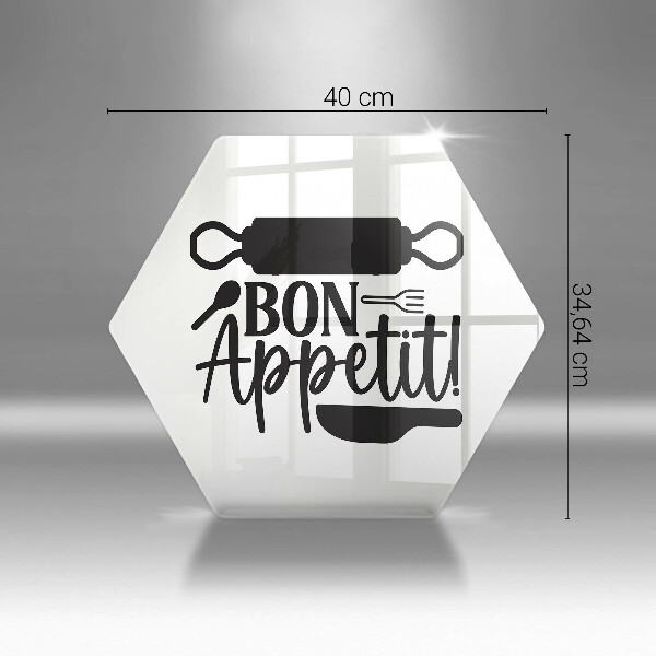 Glas Ceranfeldabdeckung Spritzschutz Inschrift Bon appetit