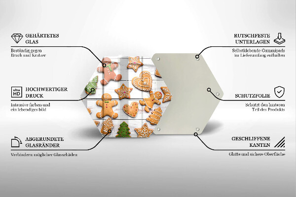 Glas Ceranfeldabdeckung Spritzschutz Weihnachtslebkuchen