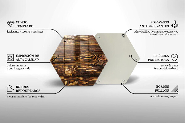 Glas Ceranfeldabdeckung Spritzschutz Holzstruktur