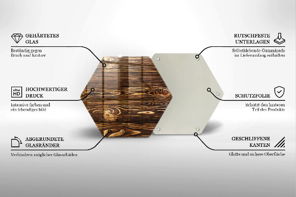 Glas Ceranfeldabdeckung Spritzschutz Holzstruktur