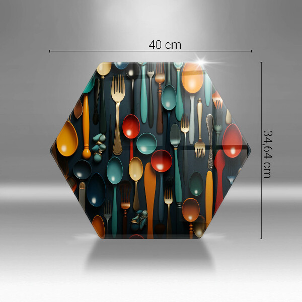 Glas Ceranfeldabdeckung Spritzschutz Bunte Löffel und Gabeln