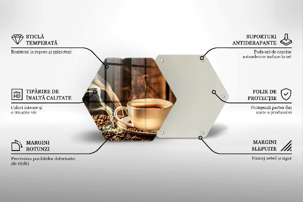 Glas Ceranfeldabdeckung Spritzschutz Tasse und Kaffeebohnen