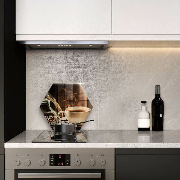 Glas Ceranfeldabdeckung Spritzschutz Tasse und Kaffeebohnen