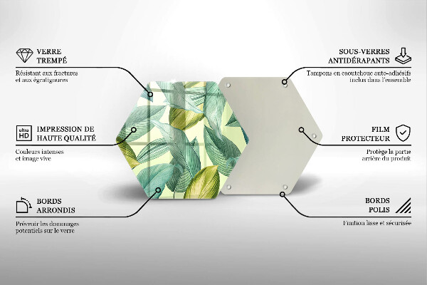 Glas Ceranfeldabdeckung Spritzschutz Grüne tropische Blätter