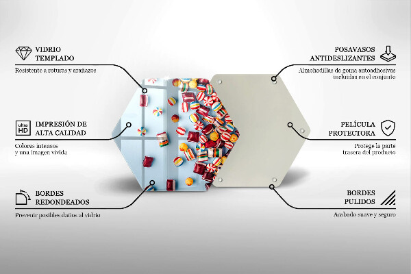 Glas Ceranfeldabdeckung Spritzschutz Bunte Bonbons