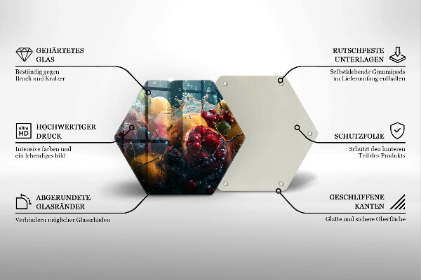 Glas Ceranfeldabdeckung Spritzschutz Früchte im Wasser