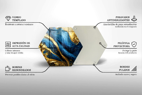 Glas Ceranfeldabdeckung Spritzschutz Blauer und goldener Marmor