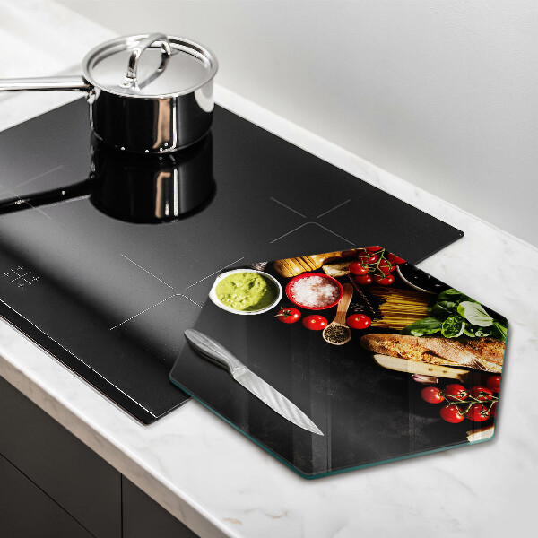 Glas Ceranfeldabdeckung Spritzschutz Italienische Zutaten und Gewürze