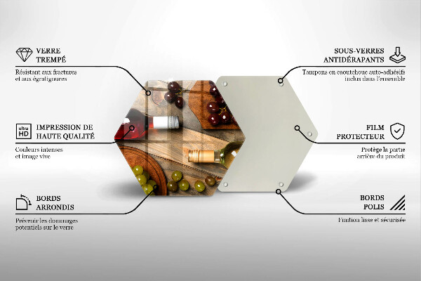 Glas Ceranfeldabdeckung Spritzschutz Weinflaschen und Trauben
