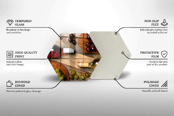 Glas Ceranfeldabdeckung Spritzschutz Weinflaschen und Trauben