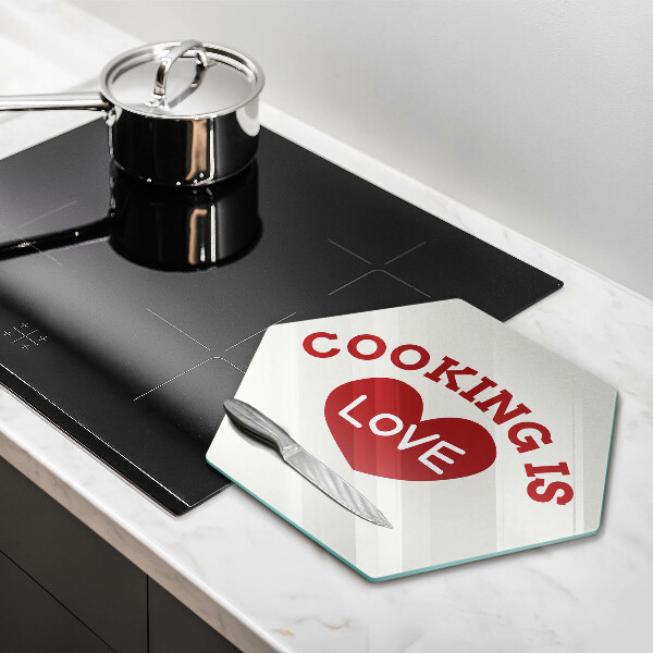 Glas Ceranfeldabdeckung Spritzschutz Cooking is love