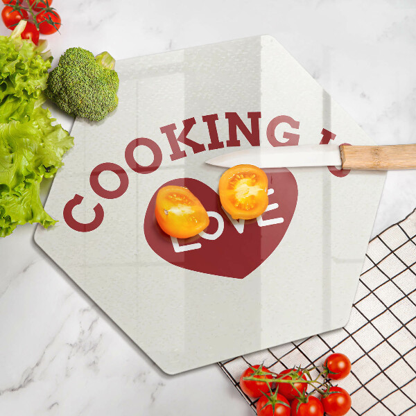 Glas Ceranfeldabdeckung Spritzschutz Cooking is love