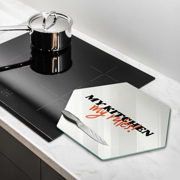 Glas Ceranfeldabdeckung Spritzschutz My kitchen my rules