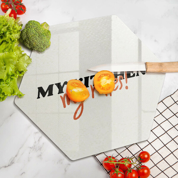 Glas Ceranfeldabdeckung Spritzschutz My kitchen my rules