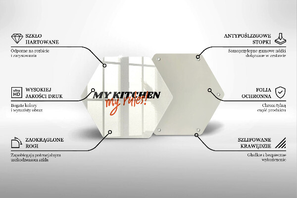 Glas Ceranfeldabdeckung Spritzschutz My kitchen my rules