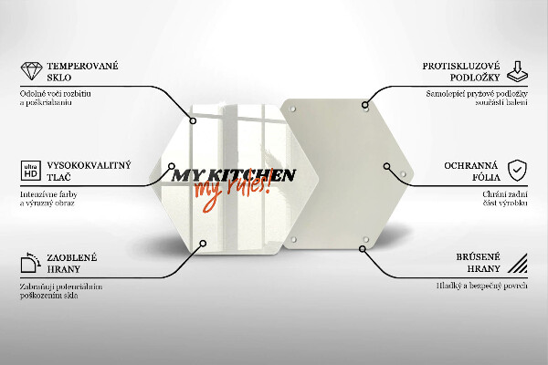 Glas Ceranfeldabdeckung Spritzschutz My kitchen my rules