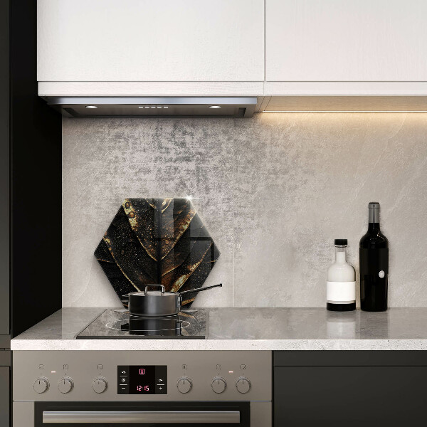 Glas Ceranfeldabdeckung Spritzschutz Gold Blatt