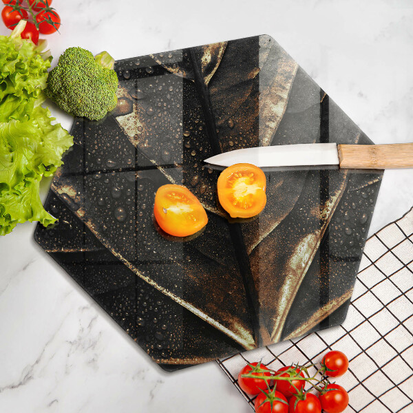 Glas Ceranfeldabdeckung Spritzschutz Gold Blatt