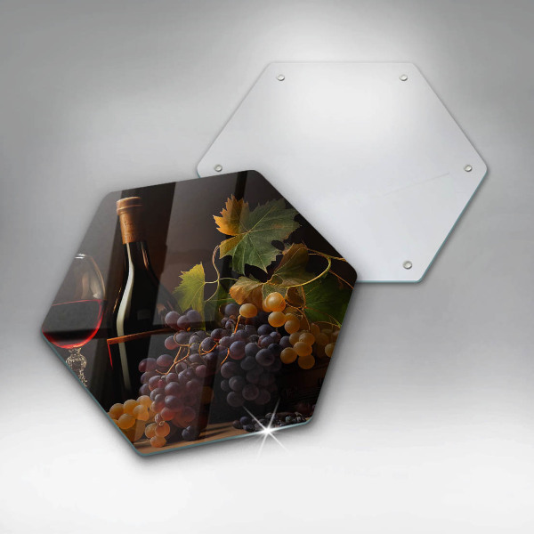 Glas Ceranfeldabdeckung Spritzschutz Glas Wein und Trauben