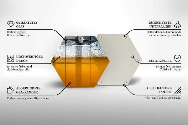 Glas Herdabdeckplatte Bierschaum trinken