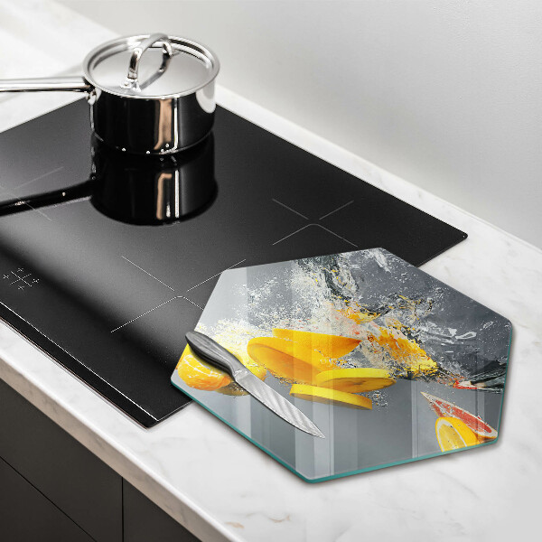 Glas Herdabdeckplatte Zitronen im Wasser