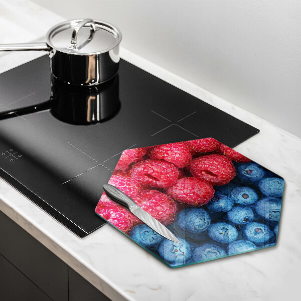 Glas Herdabdeckplatte Himbeer- und Blaubeerfrüchte