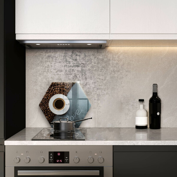 Glas Herdabdeckplatte Kaffeebohnen und Tasse