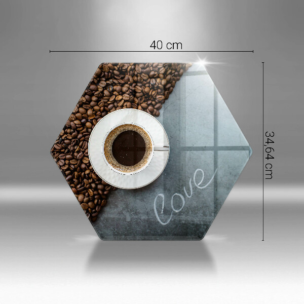 Glas Herdabdeckplatte Kaffeebohnen und Tasse