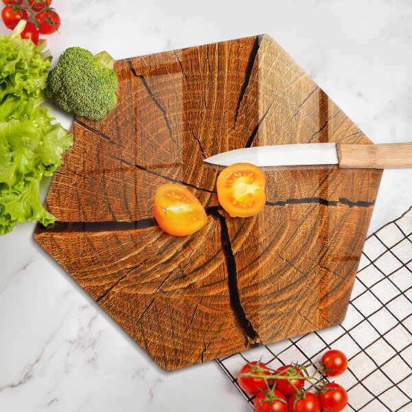 Glas Herdabdeckplatte Holzstammstruktur