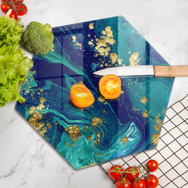 Glas Herdabdeckplatte Abstraktion mit Gold