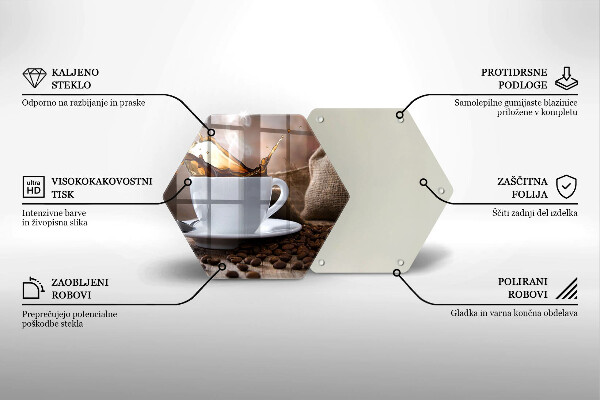 Glas Herdabdeckplatte Tasse und Kaffeebohnen