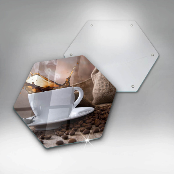 Glas Herdabdeckplatte Tasse und Kaffeebohnen