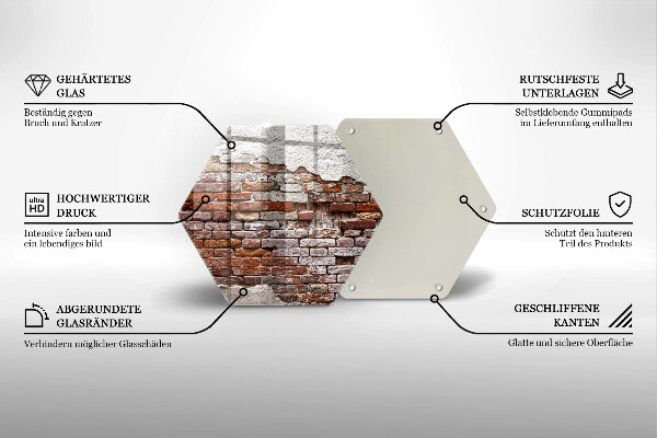 Glas Herdabdeckplatte Alte Ziegel- und Betonmauer