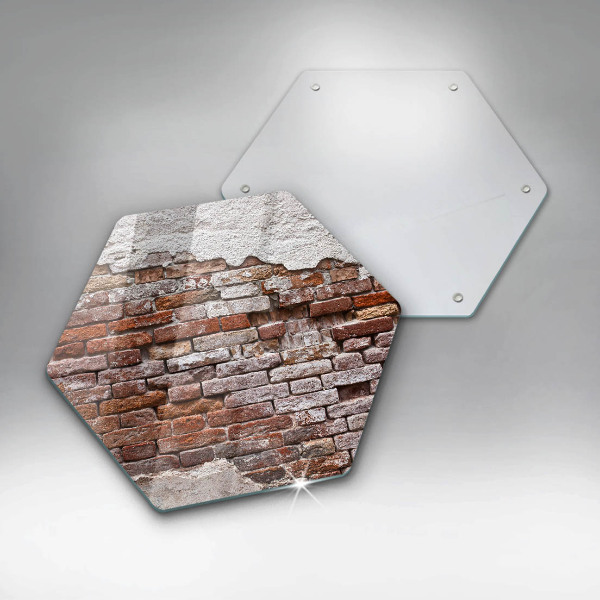 Glas Herdabdeckplatte Alte Ziegel- und Betonmauer