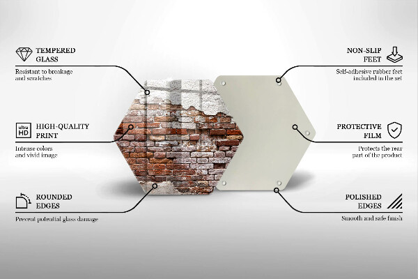 Glas Herdabdeckplatte Alte Ziegel- und Betonmauer