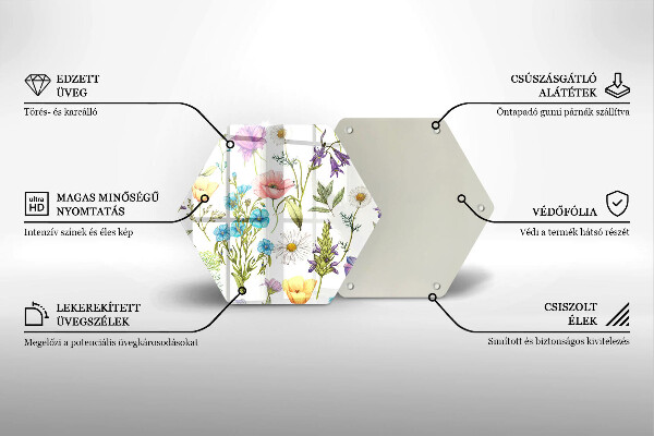 Glas Herdabdeckplatte Blumenillustration
