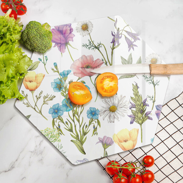 Glas Herdabdeckplatte Blumenillustration